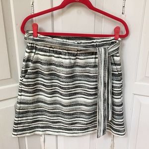 LOFT Striped Belted Skirt